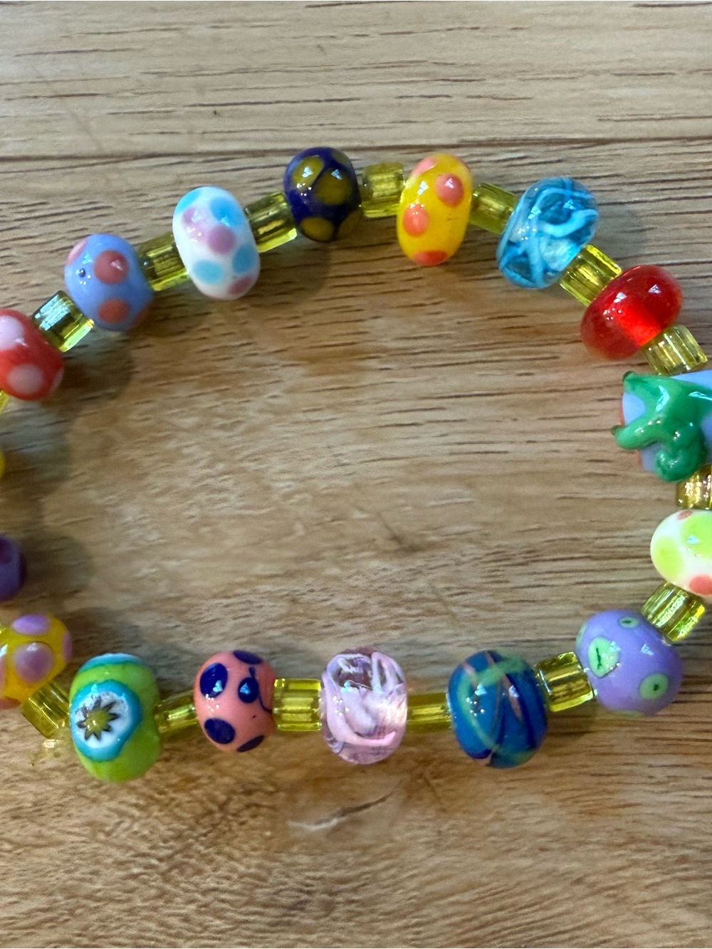Colorful Glass Bead Stretch Bracelet — Multicolor